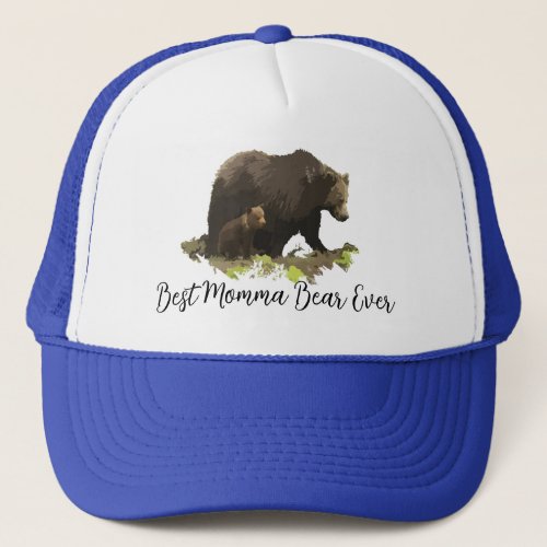 Watercolor Black Bear Best Momma Bear Ever Trucker Hat