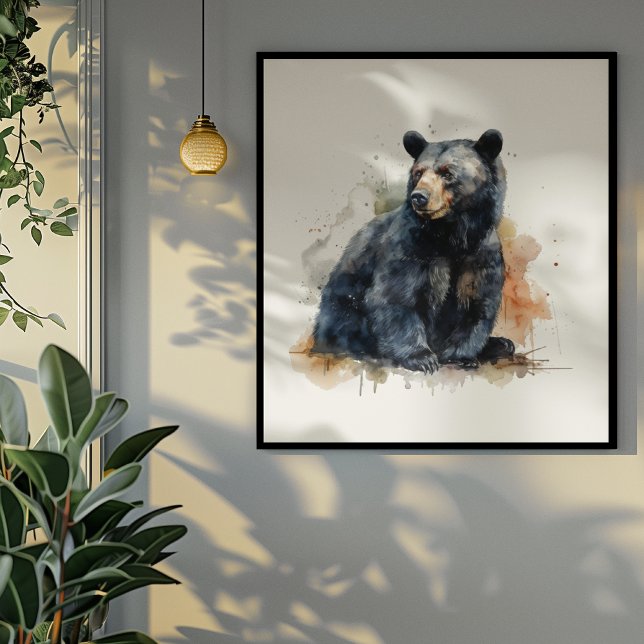 Watercolor Black Bear Woodland Art (Creator Uploaded)