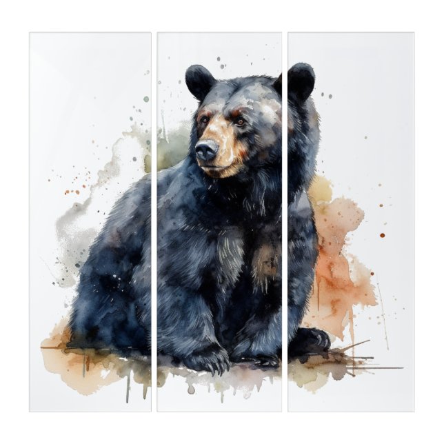 Watercolor Black Bear Woodland Art (Front)