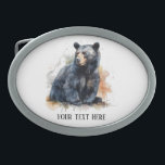 Watercolor Black Bear Woodland Art, custom Belt Buckle<br><div class="desc">This custom belt buckle features a stunning watercolor painting of a black bear, bringing a touch of rustic charm and artistic style to an everyday accessory. It’s perfect for the nature lover who wants a unique item that stands out. The design has a soft, hand-painted look with artistic splashes of...</div>