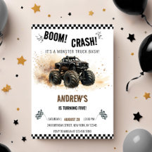Watercolor Black Boom Crash Monster Truck Bash