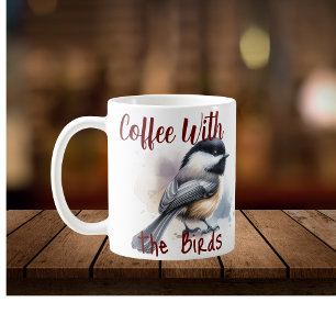 Watercolor Black Cap Birds Coffee Mug