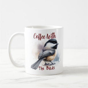 Watercolor Black Cap Birds Personalize Coffee Mug