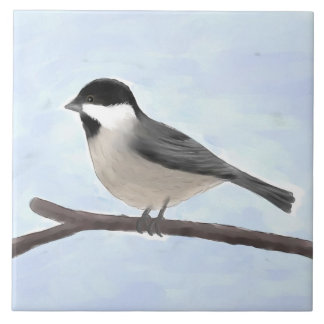 Watercolor Black-capped Chickadee Ceramic Tile