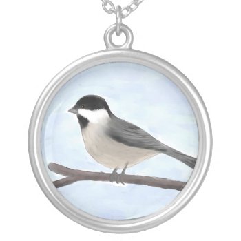 Watercolor Black-capped Chickadee Necklace by sfcount at Zazzle