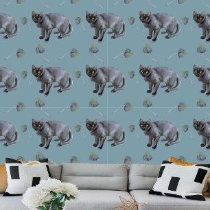 Watercolor Black Cat and Mushroom wall treatments
