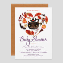 Watercolor Black Cat Halloween Baby Shower Invitation