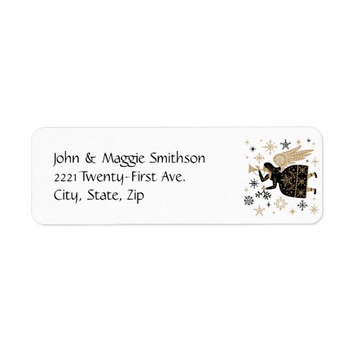 Watercolor Black Gold Graphic Art Angel Label