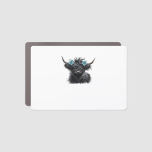 Watercolor Black Highland Cow Classic T-Shirt Car Magnet