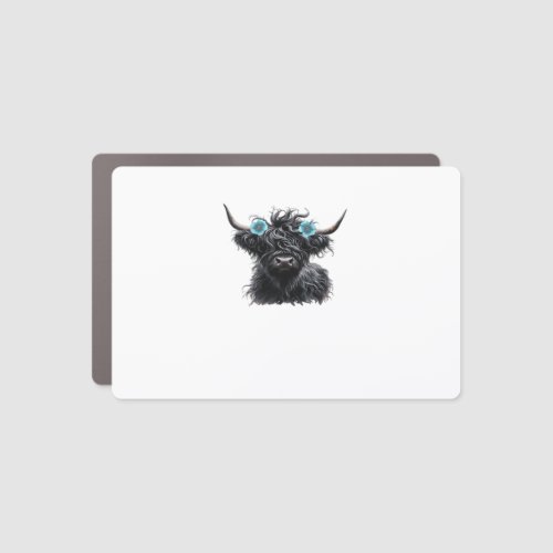 Watercolor Black Highland Cow Classic T-Shirt Car Magnet