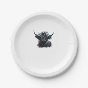 Watercolor Black Highland Cow Classic T-Shirt Paper Plates
