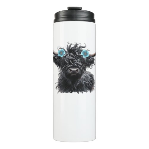 Watercolor Black Highland Cow Classic T-Shirt Thermal Tumbler