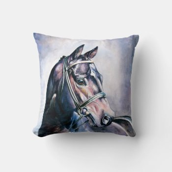 Watercolor Black Horse Throw Pillow by FantasyPillows at Zazzle