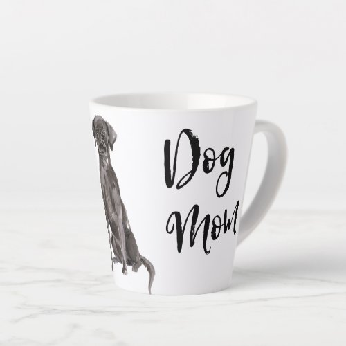 Watercolor Black Lab Dog Mom Brushed Lettering Lab Latte Mug