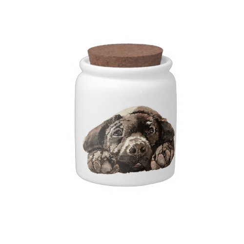 Watercolor Black Labrador Dog Pet Retriever Candy Jar