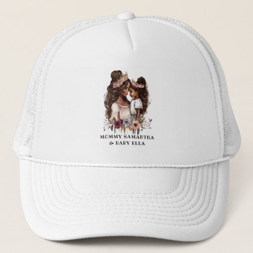 Watercolor Black Mom and Daughter 1 Trucker Hat