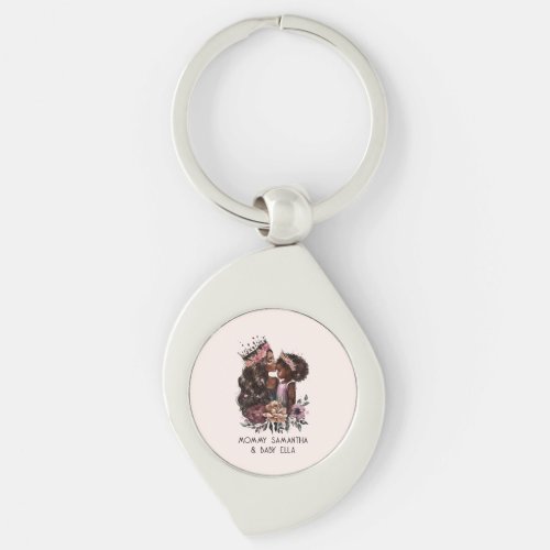 Watercolor Black Mom and Daughter 3 Keychain