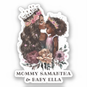 Watercolor Black Mom and Daughter (3) Sticker