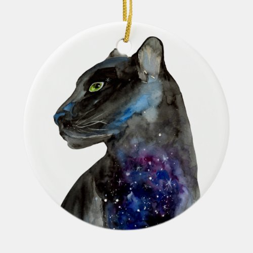 Watercolor Black Panther _ Animal Ceramic Ornament