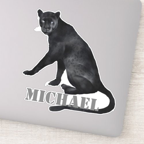 Watercolor Black Panther Leopard Personalized  Sticker