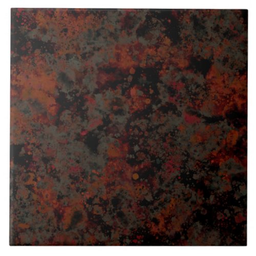 Watercolor Black Red Gray Paint Splash Abstract Ceramic Tile