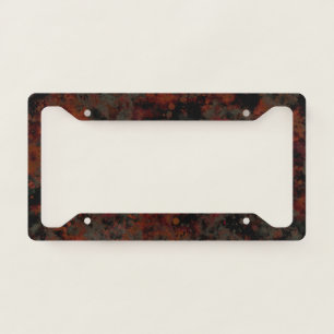 Watercolor Black Red Gray Paint Splash Abstract License Plate Frame