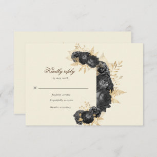watercolor black roses floral RSVP Response Card