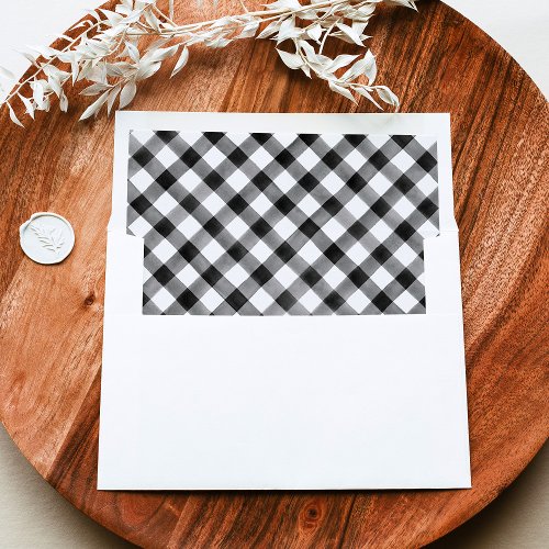 Watercolor Black  White Plaid Pattern Envelope Liner