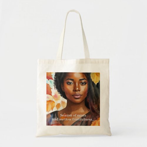 Watercolor Black Woman Keats Autumn Beauty Tote Bag