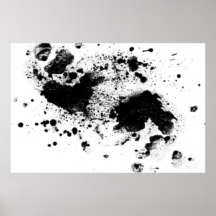 Watercolor Black N White Paint Splatter Poster Zazzle Com