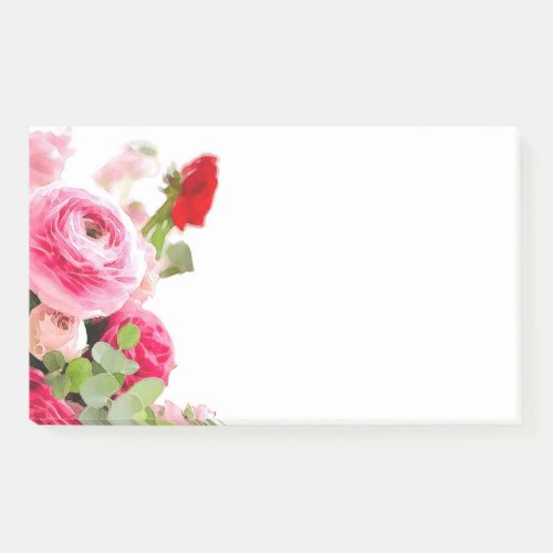 Watercolor Blank Template Floral Roses Flowers Post_it Notes