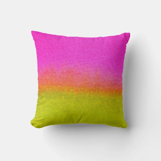 Watercolor Blend - Pink and Green Gradient Throw Pillow (Front)