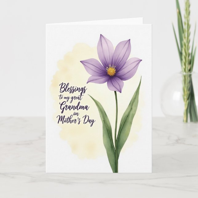 Watercolor Blessings Mothers Day Card (Front)