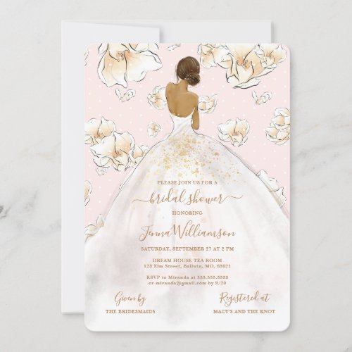 Watercolor Blonde Bride Magnolia Bridal Shower Inv Invitation