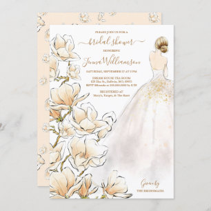 Watercolor Blonde Bride Magnolia Bridal Shower Invitation