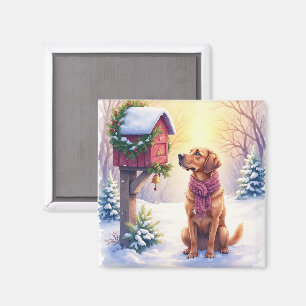 Watercolor Bloodhound Country Mailbox Christmas Magnet