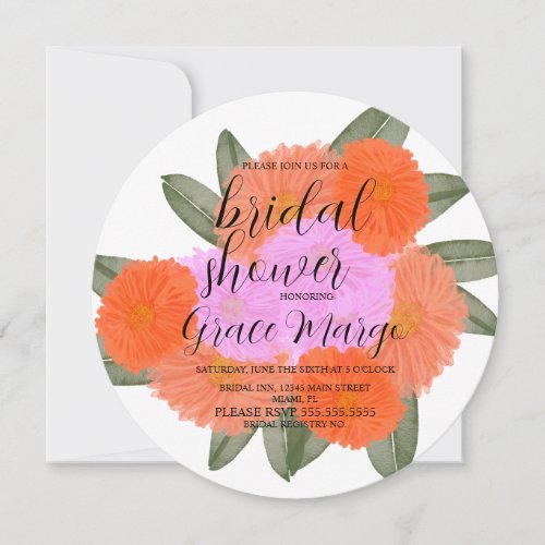 Watercolor Bloom Bouquet Pink Bold Bridal Shower  Invitation