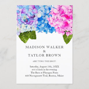 Watercolor Bloom Hydrangeas Floral Wedding Invitation