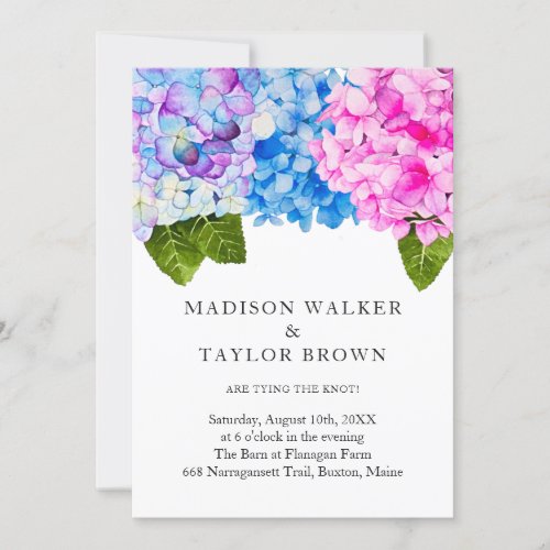 Watercolor Bloom Hydrangeas Floral Wedding Invitation