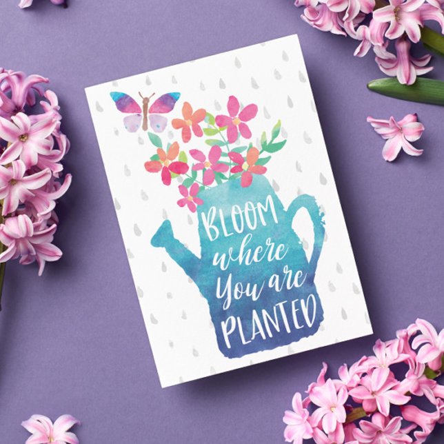 Watercolor Bloom Where You Are Planted Postcard (This fresh and stylish postcard sends just the right message to a loved one who might need,)