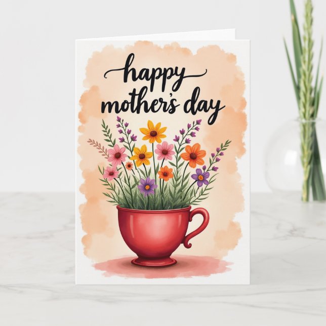 Watercolor Bloom Wishes Card (Front)