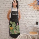 Watercolor Blooming Cactus Succulent Monogram Apron<br><div class="desc">This design may be personalized by choosing the customize option to add text or make other changes. If this product has the option to transfer the design to another item, please make sure to adjust the design to fit if needed. Contact me at colorflowcreations@gmail.com if you wish to have this...</div>