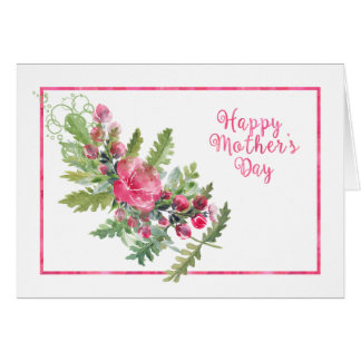 Watercolor Blooms and Buds Mother's Day Card