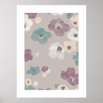 Watercolor Blooms Art Print - Taupe by AmberBarkley at Zazzle