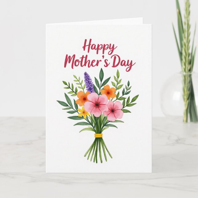 Watercolor Blooms Mothers Day Card (Front)