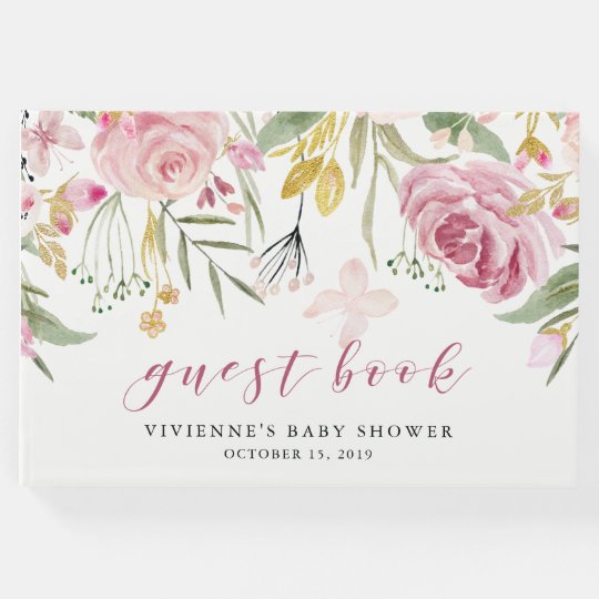 Watercolor Blooms Pink And Gold Floral Party Guest Book Zazzle Com Watercolor Blooms Pink And Gold Floral Party Guest Book Zazzle Com