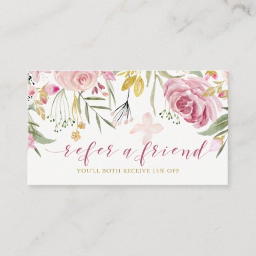 Watercolor Blooms  Pink and Gold Floral Referral