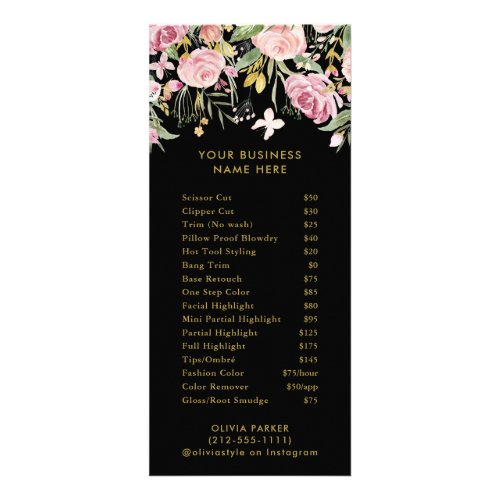 Watercolor Blooms  Salon Price List Service Menu