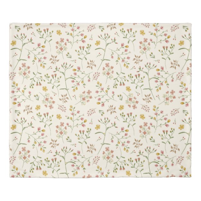 Watercolor Blossoms Pattern Duvet Cover (Front)
