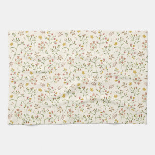 Watercolor Blossoms Pattern Kitchen Towel